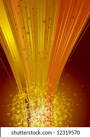 Golden rainbow design with exploding star concept illustration