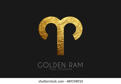 Golden ram. Golden zodiac sign. Ram zodiac