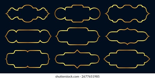 Golden ramadan islamic frames outline borders shapes rectangular