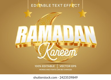 golden ramadan kareem 3D text effect template