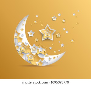 Golden Ramadan Kareem vector background
