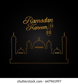 Golden Ramadan Kareem vector illustration