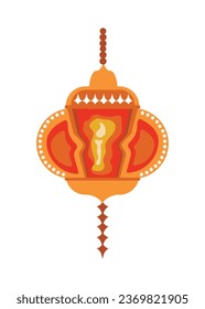 golden ramadan lamp with candle vector isolated
