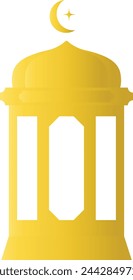Golden Ramadan Lantern Illustration. Isolated on White Background.