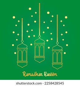 Linterna Golden Ramadhan con fondo de degradado verde