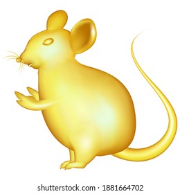 Golden rat isolated on white Background as year of rat and Chinese Happy New Year 2020 concept.
