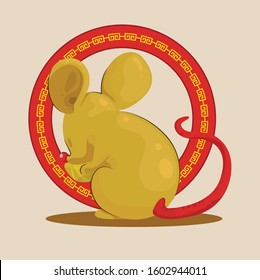 Golden rat the sign of years 2020.