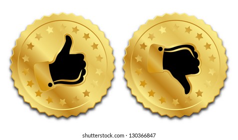 Golden rating signs on white background
