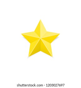 Golden rating star. Yellow first place achieve sign.