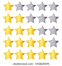 Golden Rating Stars Set Isolated On Stock Vector (Royalty Free ...