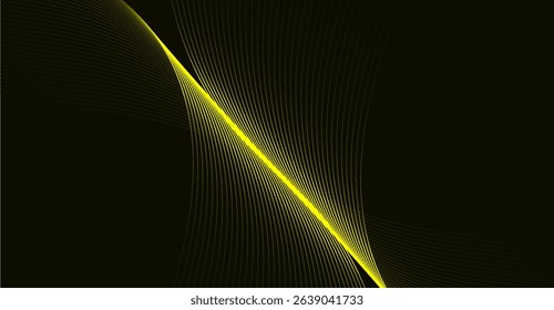 Golden Ratio: Abstract Elegance with Curving Lines on Black Background, Contemporary Art Deco Style for Minimalist Design and Modern Aesthetic with Gentle Curves