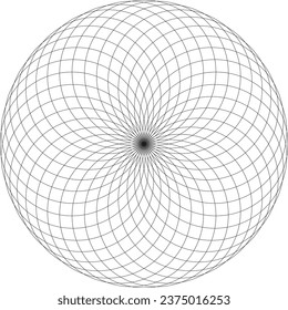 Golden Ratio Circle pattern black and white line art