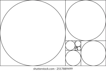 Círculos de proporción dorada para diseñar Formas estéticamente agradables.