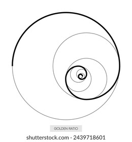 Golden ratio. Circles in golden proportion. Geometric shapes. Minimalistic style. Vector illustration.