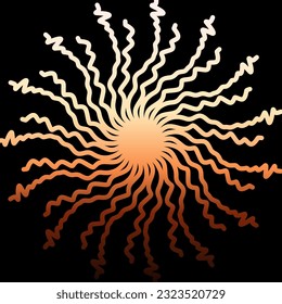 Relación de oro para la ilustración vectorial de diseño creativo. Espiral fibonacci y garabatos al estilo mandala