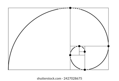 Golden ratio. Fibonacci ideal proportion sections, divinity and eternity spiral symbol isolated template