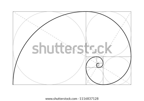 Golden Ratio Fibonacci Number Circles Golden Stock Vector (Royalty Free ...