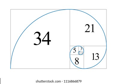 Golden ratio. Fibonacci number. Geometric shapes. Logo. Vector icon. Abstract vector background.