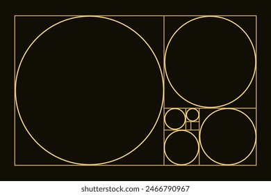 Golden ratio. Fibonacci number, section, divine proportion, spiral. Modern illustration.