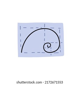 Golden Ratio. Fibonacci Spiral. Icon Of Concept Of Art And Science In Doodle Style