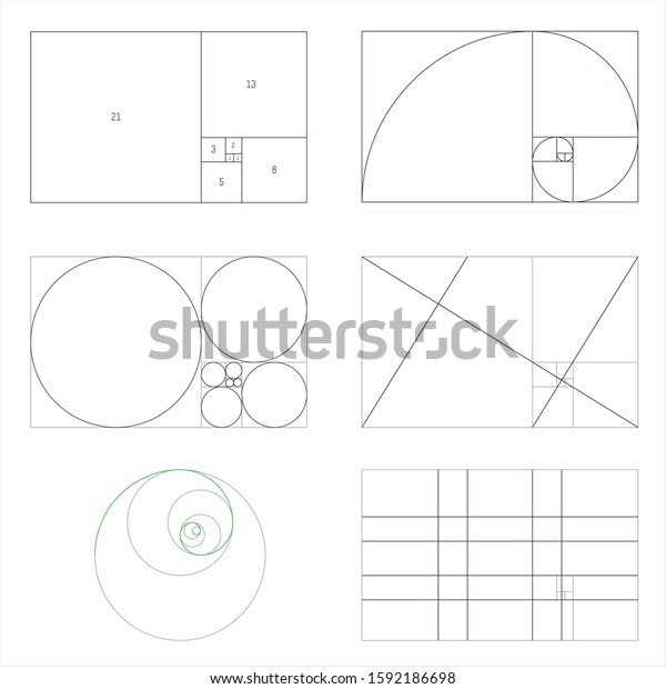 Golden Ratio Fibonaci Spiral Grid Stock Vector (Royalty Free) 1592186698