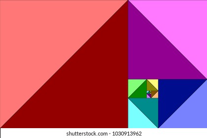 Golden ratio figure on textured sunray background