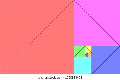 Golden ratio figure on textured sunray background