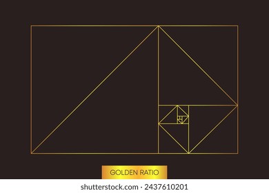 Goldener Schnitt. Figur im goldenen Verhältnis. Geometrische Formen. Minimalistischer Stil. Vektorgrafik.