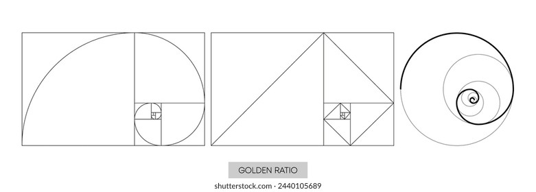 Golden ratio. Figure in golden proportion. Geometric shapes. Minimalistic style. Vector illustration.