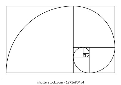 Golden ratio geometric concept. Fibonacci spiral. Vector illustration