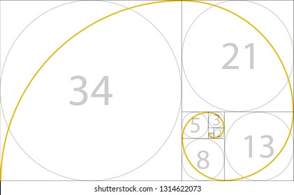 Golden Ratio Geometric Concept. Fibonacci Spiral. Vector Illustration