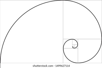 Golden ratio geometric concept. Fibonacci spiral. Vector illustration