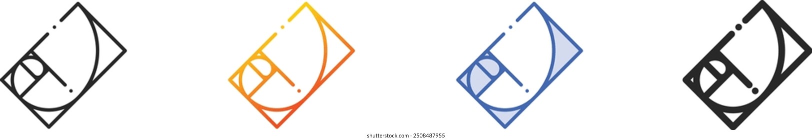 golden ratio icon.Thin Linear, Gradient, Blue Stroke and bold Style Design Isolated On White Background