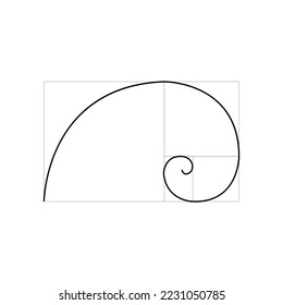 Golden ratio lines, vector illustration for science, education.