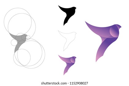 golden ratio logo. Bird Logo Template Made With Golden Ratio Principles.hummingbirds logo.