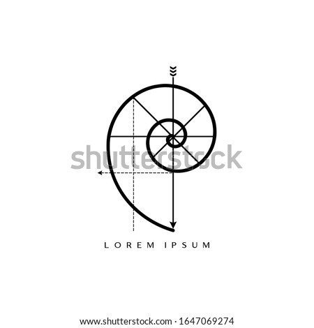 Golden Ratio For Logos. Fibonacci Spiral Logo. Minimalist Golden Spiral Vector Logo