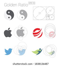 golden ratio logos, vector illustration