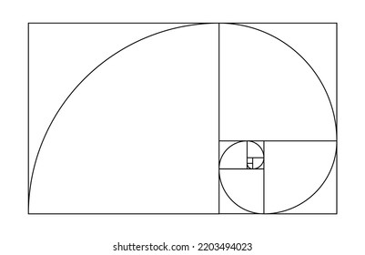 Golden Ratio Golden Mean Divine Proportion Composition Vector Illustration Isolated on White