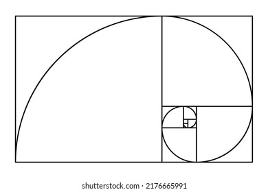 Minimalistisches Symbol für das Goldene Verhältnis. Geometrische Formen flach proportionale Vektorgrafik.