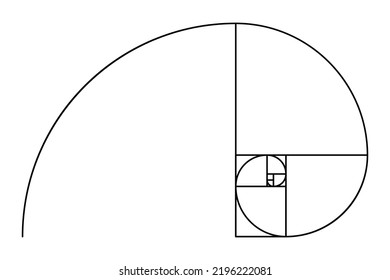 Minimalistisches Symbol für das Goldene Verhältnis. Geometrische Formen flach proportionale Vektorgrafik.