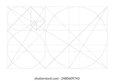 Golden Ratio. Minimalistic style design. Geometric figures. Futuristic design. Logo. Vector icon.