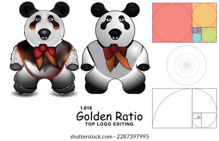 golden ratio panda express unit same to same cricle logo, realistic a other vector illustration eps 10 editable soft creatings.