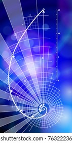 Golden Ratio (Golden Proportion) & blue ecology background