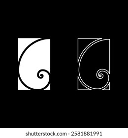 Golden ratio section Sacred geometry symbol ration proportions set icon white color vector illustration image solid fill outline contour line thin flat style