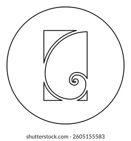 Golden ratio section Sacred geometry symbol ration proportions icon in circle round black color vector illustration image outline contour line thin style simple
