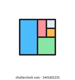 Golden Ratio Square Flat Color Icon.