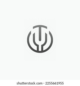 Golden Ratio Style Logo Design Template Letter TY or TU