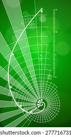 Golden Ratio Symbol (Golden Proportion) & green ecology background / vector illustration / eps10
