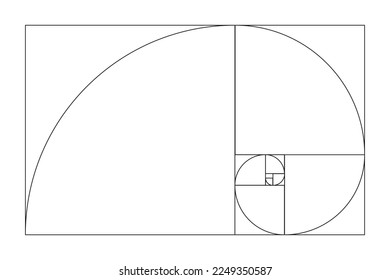 Golden ratio template. Fibonacci array, numbers. Golden proportions.	