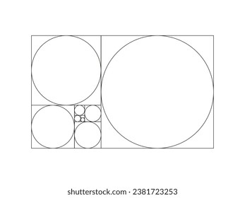 Golden ratio template. Method golden section. Fibonacci array, numbers. Harmony proportion. Outline vector illustration.
